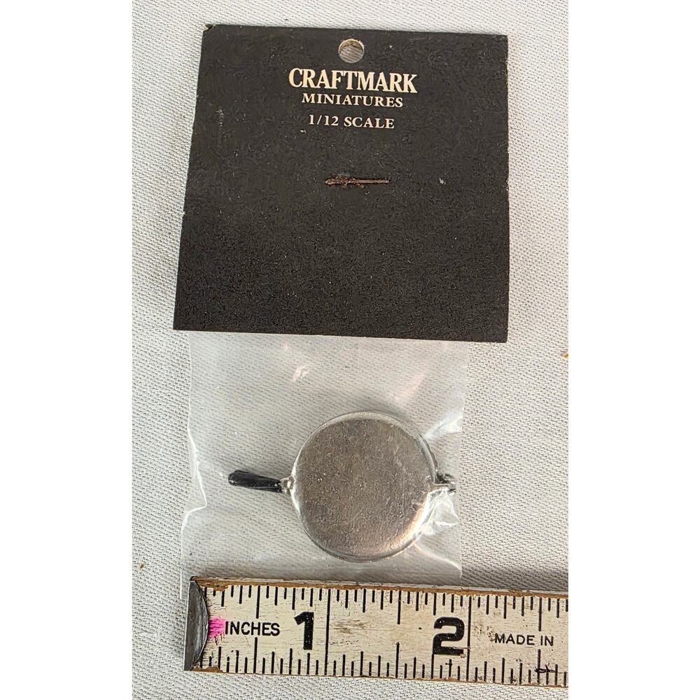 Vtg Craftmark Miniature Dollhouse Kitchen Pancake Maker Silver Metal 2" Long NOS